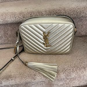 Excellent YSL Lou metallic camera crossbody chevron bag